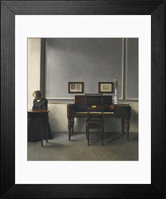 Framed Print : Ida in an Interior with Piano. Artist: Hammershoi, Vilhelm (1864-1916) Framed Print : Ida in an Interior with Piano. Artist: Hammershoi, Vilhelm (1864-1916)