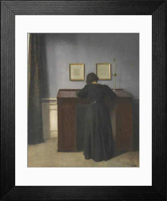 Framed Print : Ida Standing at a Desk. Artist: Hammershoi, Vilhelm (1864-1916) Framed Print : Ida Standing at a Desk. Artist: Hammershoi, Vilhelm (1864-1916)