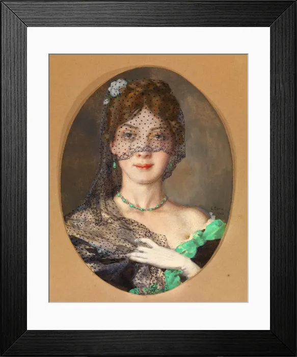 Framed Print : The Lady with the Veil (Manon Lescaut). Artist: Somov, Konstantin Andreyevich (1869-1939) Framed Print : The Lady with the Veil (Manon Lescaut). Artist: Somov, Konstantin Andreyevich (1869-1939)