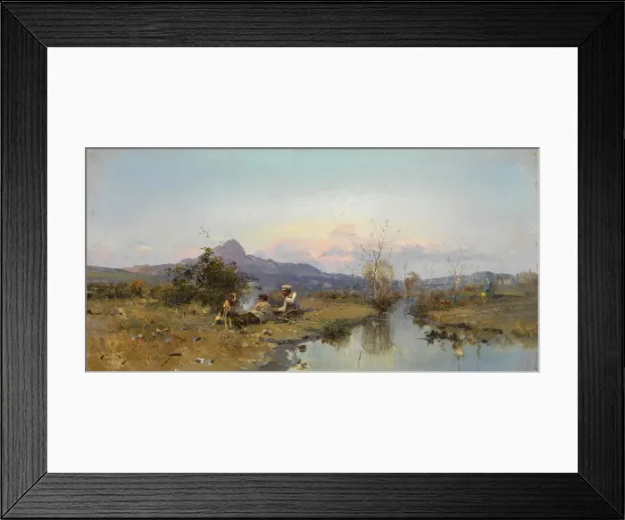 Framed Print : The Hunters at Rest. Artist: Vasilkovsky, Sergei Ivanovich (1854-1917) Framed Print : The Hunters at Rest. Artist: Vasilkovsky, Sergei Ivanovich (1854-1917)