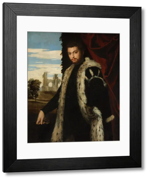 Framed Print : Portrait of a Young Man Wearing Lynx Fur. Artist: Veronese, Paolo (1528-1588) Framed Print : Portrait of a Young Man Wearing Lynx Fur. Artist: Veronese, Paolo (1528-1588)