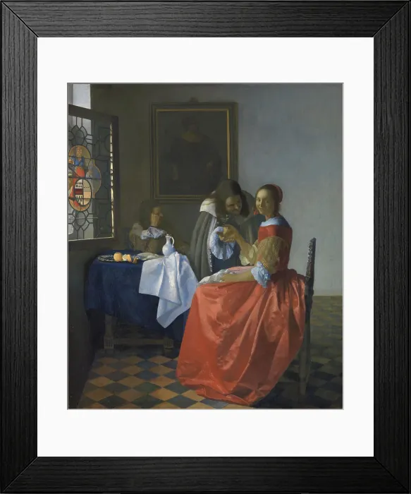 Framed Print : The Girl with the Wineglass. Artist: Vermeer, Jan (Johannes) (1632-1675) Framed Print : The Girl with the Wineglass. Artist: Vermeer, Jan (Johannes) (1632-1675)
