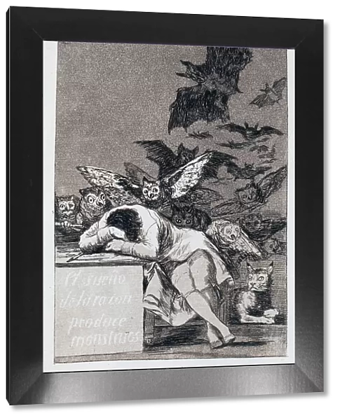 The Sleep of Reason Produces Monsters. (Capricho No 43). Artist: Goya, Francisco, de (1746-1828)