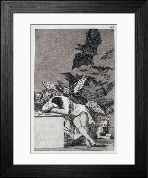 Framed Print : The Sleep of Reason Produces Monsters. (Capricho No 43). Artist: Goya, Francisco, de (1746-1828) Framed Print : The Sleep of Reason Produces Monsters. (Capricho No 43). Artist: Goya, Francisco, de (1746-1828)