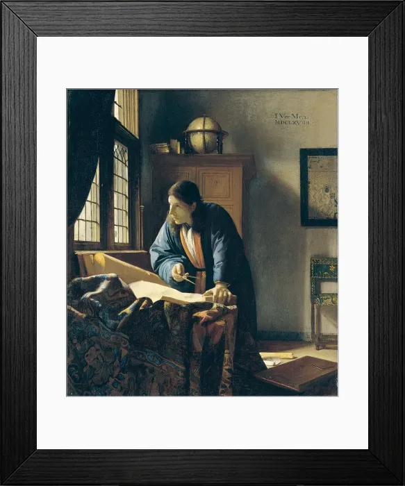 Framed Print : The Geographer. Artist: Vermeer, Jan (Johannes) (1632-1675) Framed Print : The Geographer. Artist: Vermeer, Jan (Johannes) (1632-1675)