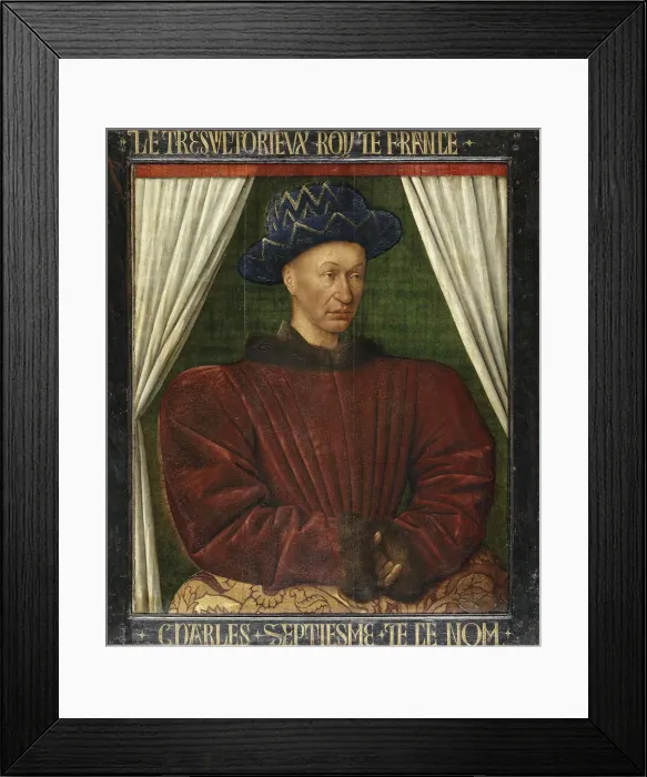 Framed Print : Portrait of the King Charles VII of France. Artist: Fouquet, Jean (1420?1481) Framed Print : Portrait of the King Charles VII of France. Artist: Fouquet, Jean (1420?1481)