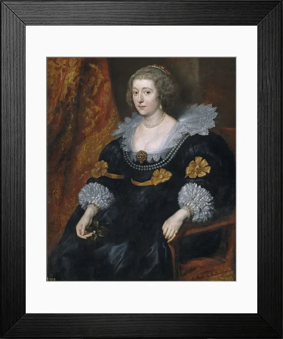 Framed Print : Portrait of Amalia of Solms-Braunfels (1602-1675). Artist: Dyck, Sir Anthony van (1599-1641) Framed Print : Portrait of Amalia of Solms-Braunfels (1602-1675). Artist: Dyck, Sir Anthony van (1599-1641)