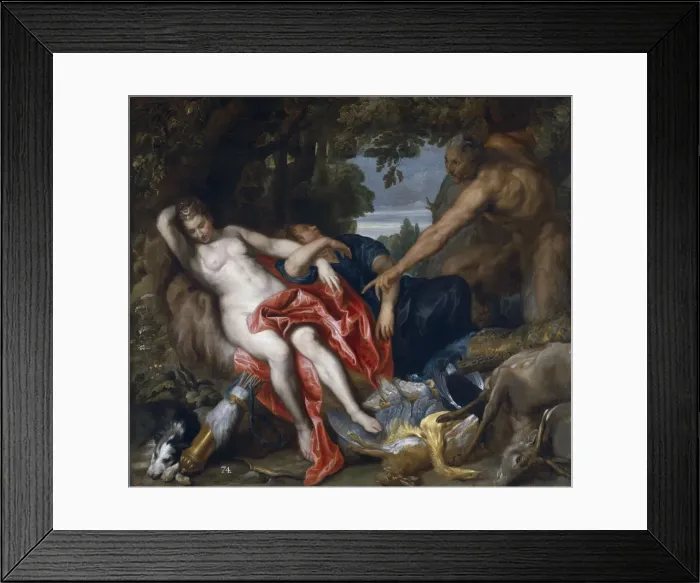 Framed Print : Diana and her nymph surprised by satyr. Artist: Dyck, Sir Anthony van (1599-1641) Framed Print : Diana and her nymph surprised by satyr. Artist: Dyck, Sir Anthony van (1599-1641)