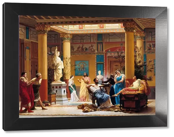 Rehearsal of Joueur de flute and La femme de Diomede in the Atrium of Prince Napoleons Pompeian Artist: Boulanger, Gustave Clarence Rodolphe (1824-1888)