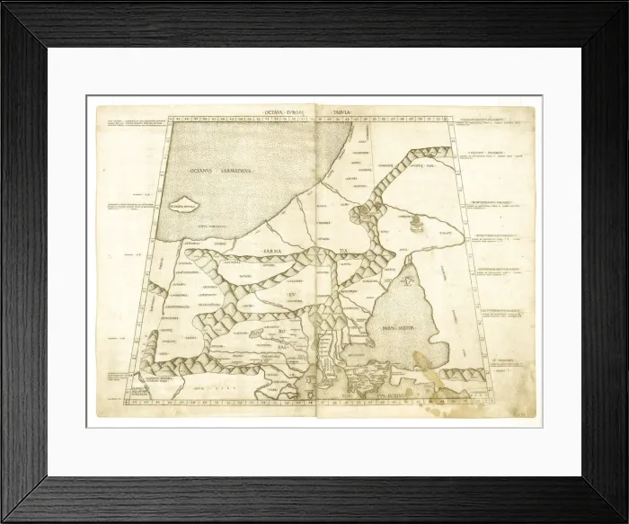 Framed Print : Map of Muscovy by Ptolemy (Octava Europe Tabula). Artist: Anonymous master Framed Print : Map of Muscovy by Ptolemy (Octava Europe Tabula). Artist: Anonymous master