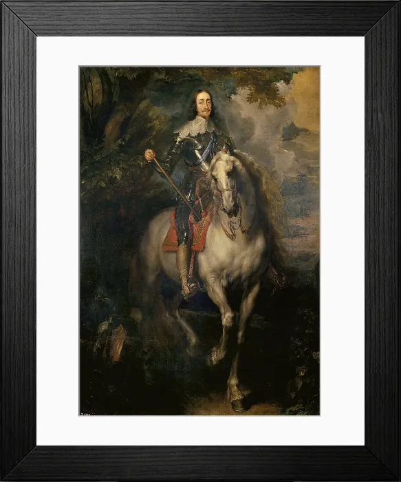 Framed Print : Equestrian Portrait of Charles I (Charles I on Horseback). Artist: Dyck, Sir Anthony van (1599-1641) Framed Print : Equestrian Portrait of Charles I (Charles I on Horseback). Artist: Dyck, Sir Anthony van (1599-1641)