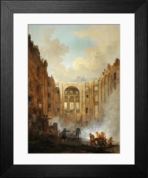Framed Print : Fire at the Opera House of the Palais-Royal in 1781. Artist: Robert, Hubert (1733-1808) Framed Print : Fire at the Opera House of the Palais-Royal in 1781. Artist: Robert, Hubert (1733-1808)