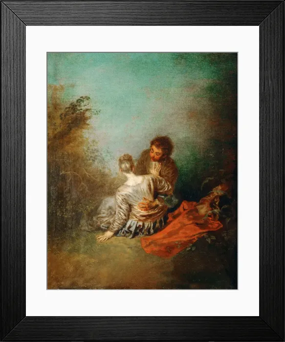 Framed Print : Le Faux Pas (The Mistaken Advance). Artist: Watteau, Jean Antoine (1684-1721) Framed Print : Le Faux Pas (The Mistaken Advance). Artist: Watteau, Jean Antoine (1684-1721)