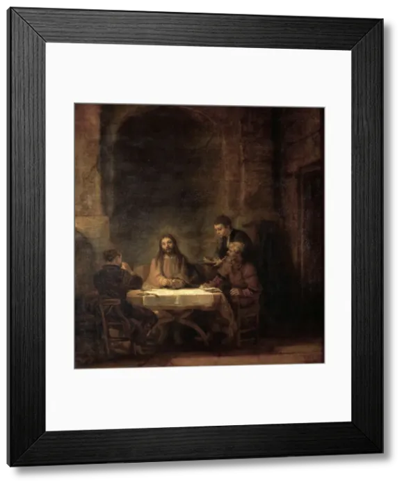 Framed Print : The Supper at Emmaus. Artist: Rembrandt van Rhijn (1606-1669) Framed Print : The Supper at Emmaus. Artist: Rembrandt van Rhijn (1606-1669)