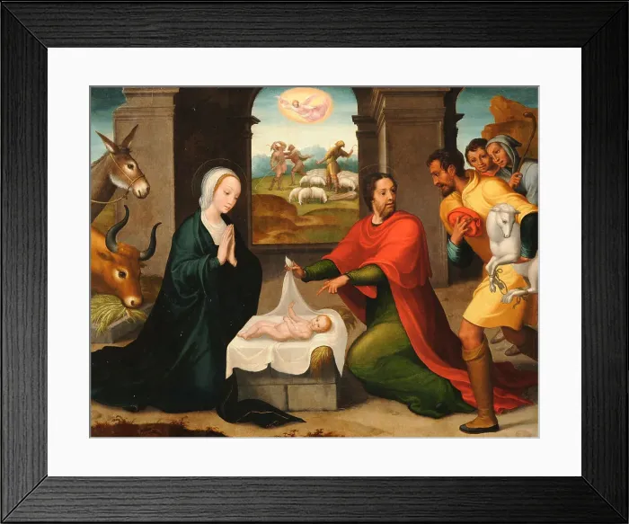 Framed Print : The Adoration of the Shepherds. Artist: Correa de Vivar, Juan (c. 1510-1566) Framed Print : The Adoration of the Shepherds. Artist: Correa de Vivar, Juan (c. 1510-1566)