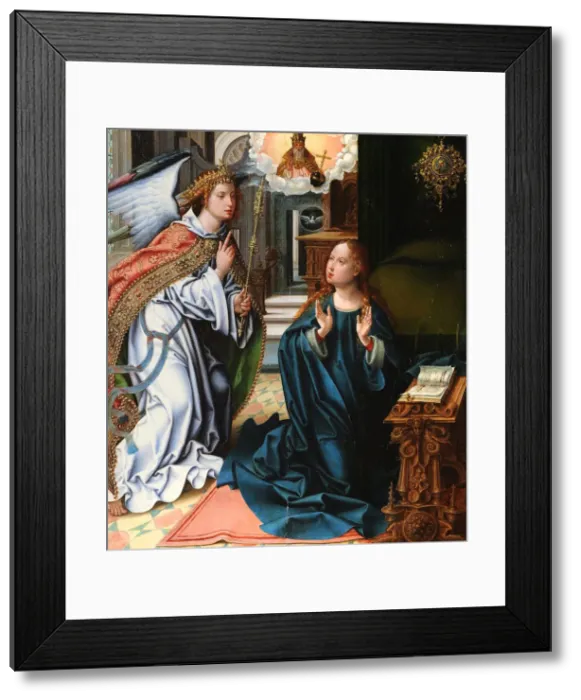 Framed Print : The Annunciation. Artist: Coecke van Aelst, Pieter, the Elder (1502-1550) Framed Print : The Annunciation. Artist: Coecke van Aelst, Pieter, the Elder (1502-1550)