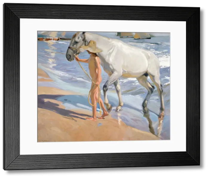Framed Print : Bathing of a Horse. Artist: Sorolla y Bastida, Joaquin (1863-1923) Framed Print : Bathing of a Horse. Artist: Sorolla y Bastida, Joaquin (1863-1923)