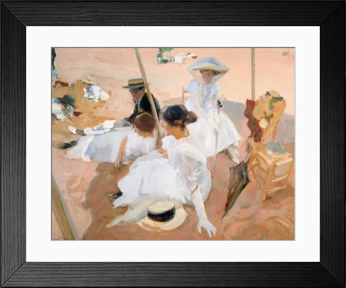 Framed Print : Under the awning, on the Beach at Zarautz. Artist: Sorolla y Bastida, Joaquin (1863-1923) Framed Print : Under the awning, on the Beach at Zarautz. Artist: Sorolla y Bastida, Joaquin (1863-1923)