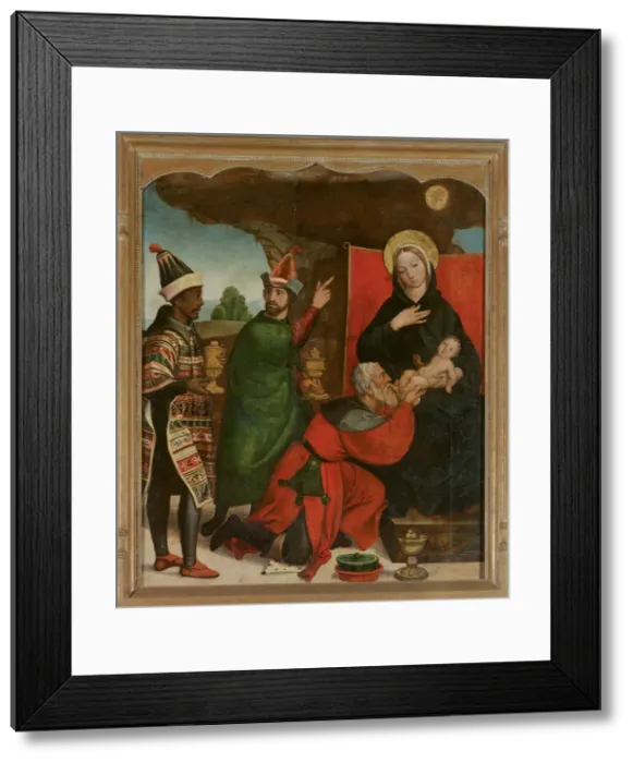 Framed Print : The Adoration of the Magi. Artist: Comontes, Francisco de (active 1524-1565) Framed Print : The Adoration of the Magi. Artist: Comontes, Francisco de (active 1524-1565)