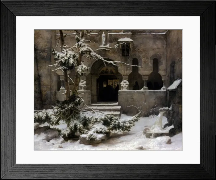 Framed Print : Monastery Garden in Snow. Artist: Lessing, Carl Friedrich (1808-1880) Framed Print : Monastery Garden in Snow. Artist: Lessing, Carl Friedrich (1808-1880)