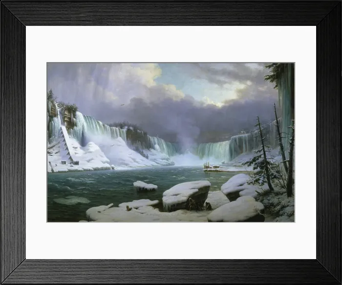Framed Print : Niagara Falls in Winter. Artist: Sebron, Hippolyte (1801-1879) Framed Print : Niagara Falls in Winter. Artist: Sebron, Hippolyte (1801-1879)