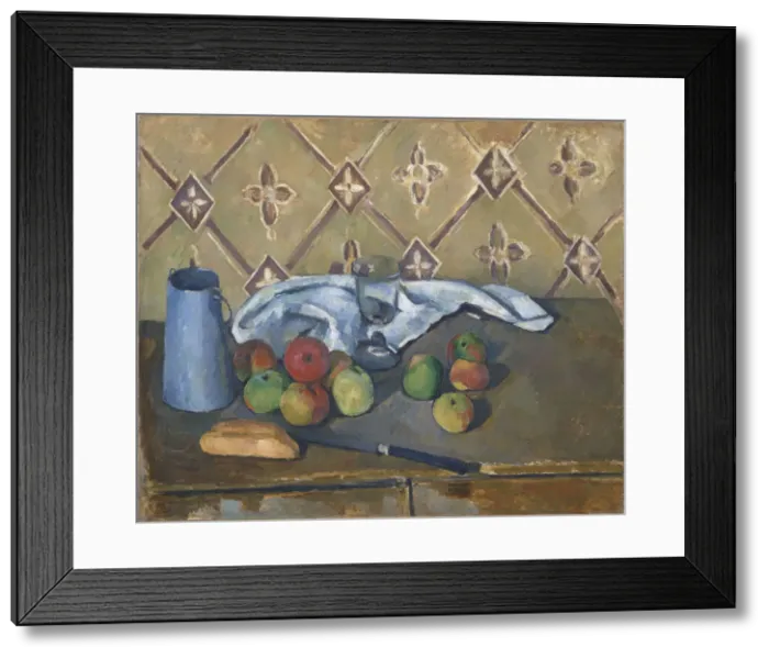 Framed Print : Fruit, Serviette and Milk Jug. Artist: Cezanne, Paul (1839-1906) Framed Print : Fruit, Serviette and Milk Jug. Artist: Cezanne, Paul (1839-1906)