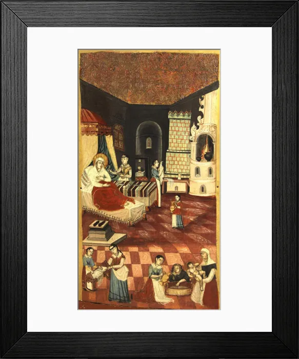 Framed Print : The Nativity of the Virgin. Artist: Anonymous Framed Print : The Nativity of the Virgin. Artist: Anonymous