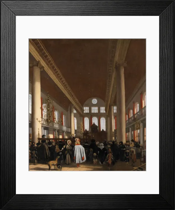 Framed Print : Interior of the Portuguese Synagogue in Amsterdam. Artist: Witte, Emanuel, de (1616 / 17-1692) Framed Print : Interior of the Portuguese Synagogue in Amsterdam. Artist: Witte, Emanuel, de (1616 / 17-1692)