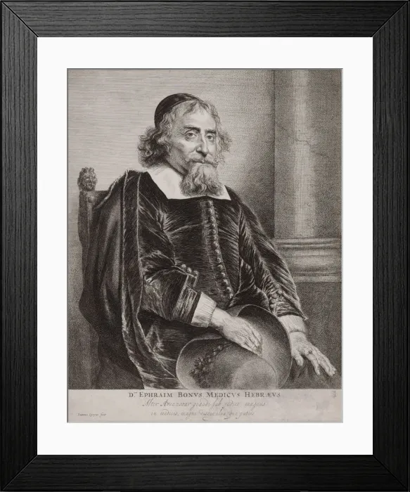 Framed Print : Portrait of Ephraim Bueno. Artist: Lievens, Jan (1607-1674) Framed Print : Portrait of Ephraim Bueno. Artist: Lievens, Jan (1607-1674)