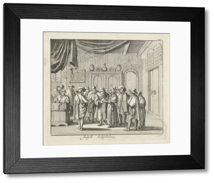 Framed Print : Jewish Divorce. Artist: Luyken, Jan (Johannes) (1649-1712) Framed Print : Jewish Divorce. Artist: Luyken, Jan (Johannes) (1649-1712)