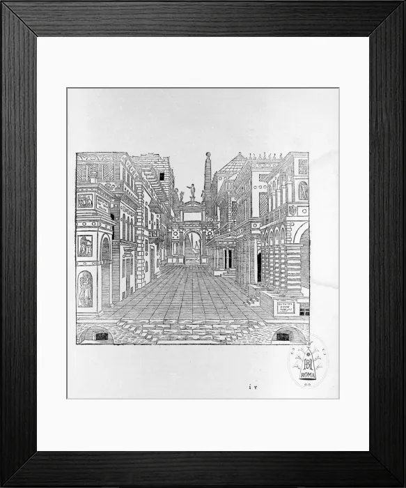 Framed Print : Il secondo libro della perspettiva (Scena Tragica). Artist: Serlio, Sebastiano (1475-c. 1554) Framed Print : Il secondo libro della perspettiva (Scena Tragica). Artist: Serlio, Sebastiano (1475-c. 1554)