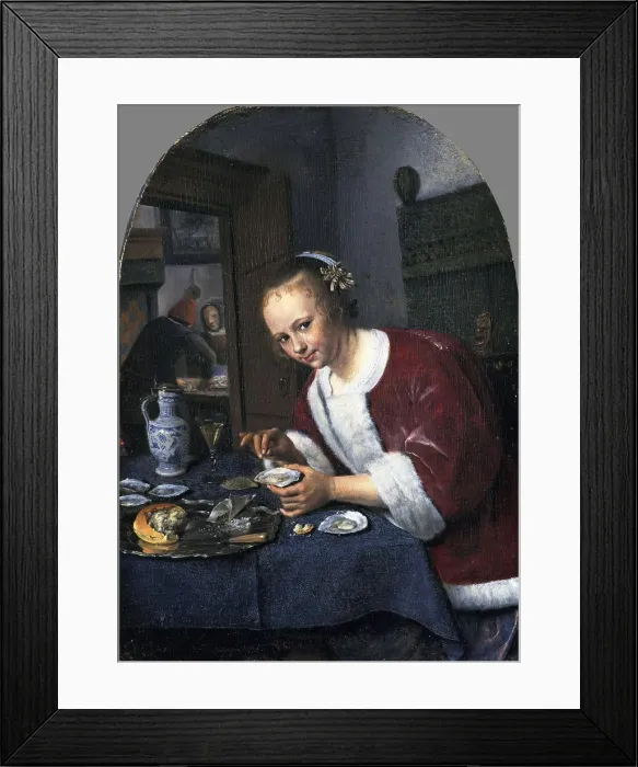 Framed Print : Girl with oysters. Artist: Steen, Jan Havicksz (1626-1679) Framed Print : Girl with oysters. Artist: Steen, Jan Havicksz (1626-1679)