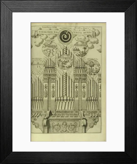Framed Print : The Harmony of the Birth of the World (Harmonia Nascentis Mundi) from Musurgia Universalis. Artist: Kircher, Athanasius (1602-1680) Framed Print : The Harmony of the Birth of the World (Harmonia Nascentis Mundi) from Musurgia Universalis. Artist: Kircher, Athanasius (1602-1680)