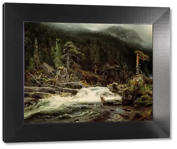 Waterfall in Telemark. Artist: Cappelen, August (1827-1852)