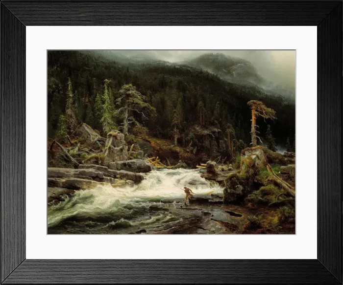 Framed Print : Waterfall in Telemark. Artist: Cappelen, August (1827-1852) Framed Print : Waterfall in Telemark. Artist: Cappelen, August (1827-1852)