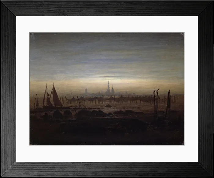 Framed Print : Greifswald in moonlight. Artist: Friedrich, Caspar David (1774-1840) Framed Print : Greifswald in moonlight. Artist: Friedrich, Caspar David (1774-1840)