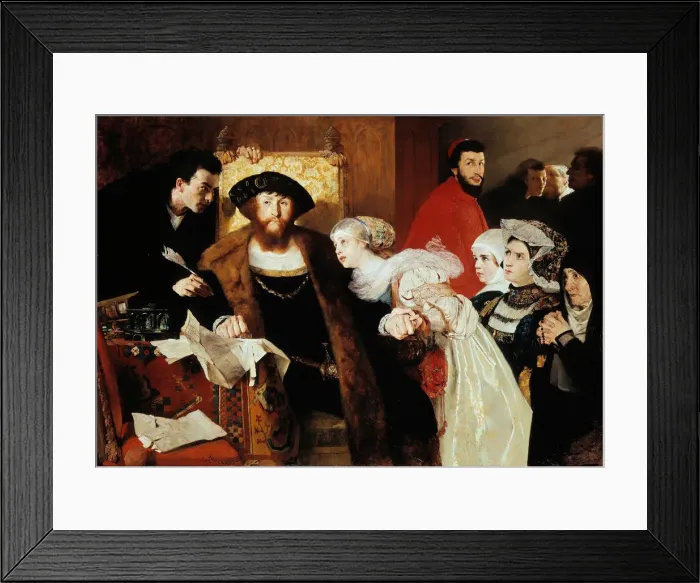 Framed Print : Christian II Signing the Death Warrant of Torben Oxe. Artist: Peterssen, Eilif (1852-1928) Framed Print : Christian II Signing the Death Warrant of Torben Oxe. Artist: Peterssen, Eilif (1852-1928)