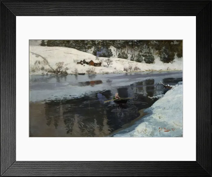 Framed Print : Winter at the River Simoa. Artist: Thaulov, Fritz (1847-1906) Framed Print : Winter at the River Simoa. Artist: Thaulov, Fritz (1847-1906)