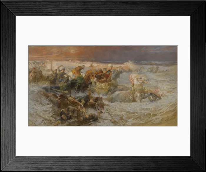 Framed Print : Pharaohs Army Engulfed by the Red Sea. Artist: Bridgman, Frederick Arthur (1847-1928) Framed Print : Pharaohs Army Engulfed by the Red Sea. Artist: Bridgman, Frederick Arthur (1847-1928)