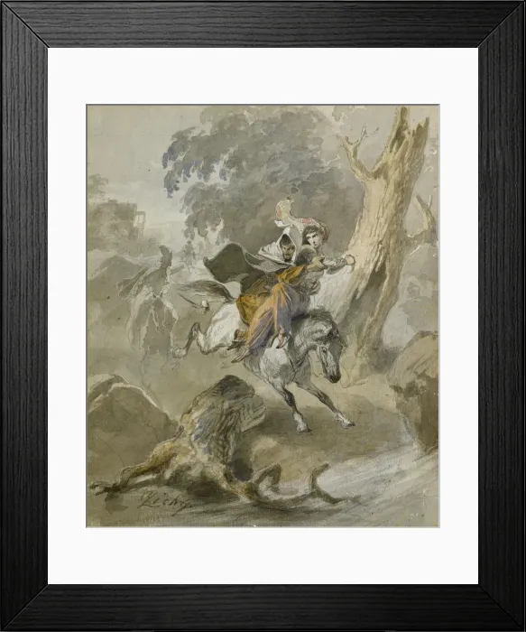 Framed Print : The Kidnap (From the Series Scenes du Caucase). Artist: Zichy, Mihaly (1827-1906) Framed Print : The Kidnap (From the Series Scenes du Caucase). Artist: Zichy, Mihaly (1827-1906)