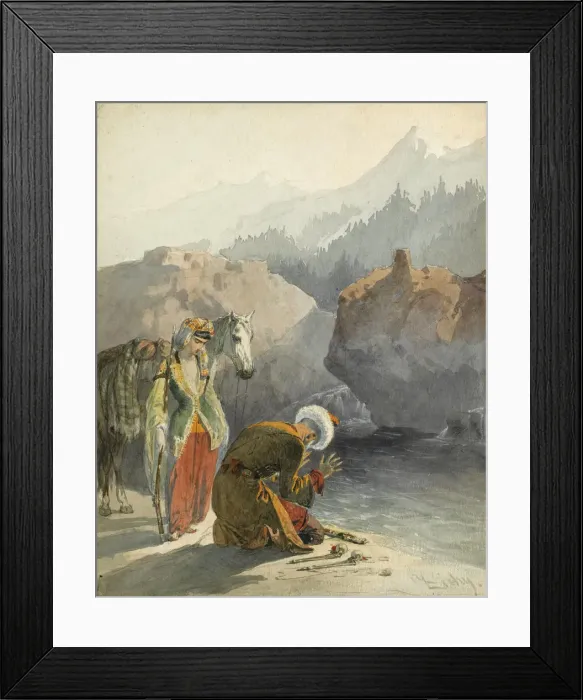 Framed Print : The prayer (From the Series Scenes du Caucase). Artist: Zichy, Mihaly (1827-1906) Framed Print : The prayer (From the Series Scenes du Caucase). Artist: Zichy, Mihaly (1827-1906)