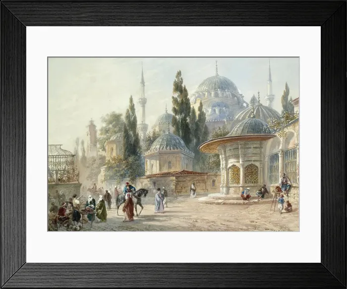 Framed Print : The Sehzade Mosque in Constantinople. Artist: Flandin, Eugene-Napoleon (1803-1876) Framed Print : The Sehzade Mosque in Constantinople. Artist: Flandin, Eugene-Napoleon (1803-1876)