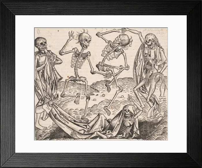 Framed Print : Dance of Death (from the Schedels Chronicle of the World). Artist: Wolgemut, Michael (1434-1519) Framed Print : Dance of Death (from the Schedels Chronicle of the World). Artist: Wolgemut, Michael (1434-1519)
