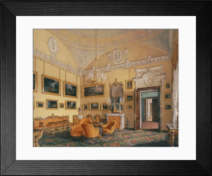 Framed Print : Interiors of the Winter Palace. The First Reserved Apartment. The Drawing-Room of Duke Maximilian Le Artist: Hau, Eduard (1807-1887) Framed Print : Interiors of the Winter Palace. The First Reserved Apartment. The Drawing-Room of Duke Maximilian Le Artist: Hau, Eduard (1807-1887)