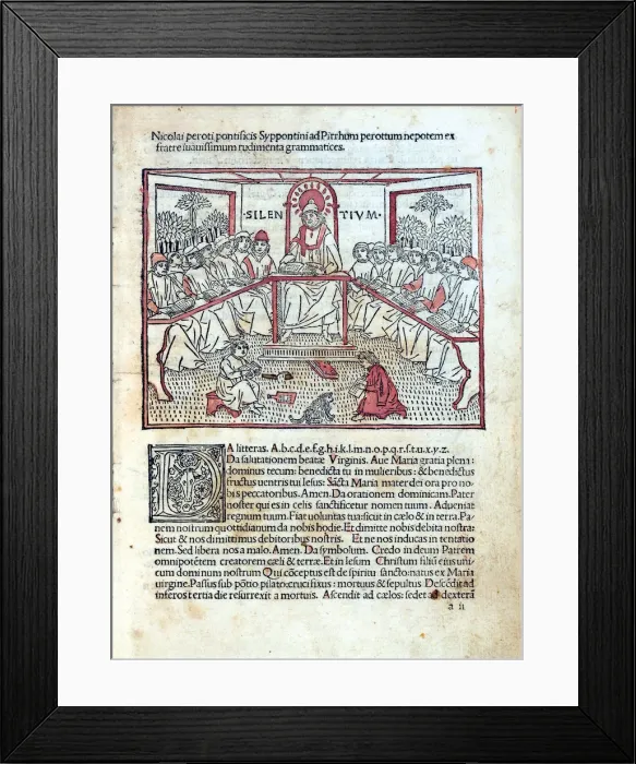 Framed Print : A lesson (From Rudimenta grammatices). Artist: Perottus (Perotti), Nicolaus (Niccolo) (1429-1480) Framed Print : A lesson (From Rudimenta grammatices). Artist: Perottus (Perotti), Nicolaus (Niccolo) (1429-1480)