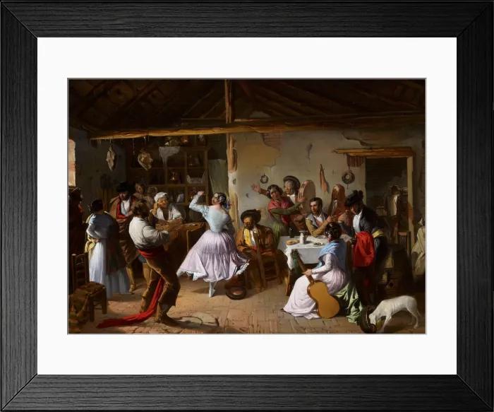 Framed Print : Dance at a Country Inn. Artist: Benjumea, Rafael (c. 1825-c. 1887) Framed Print : Dance at a Country Inn. Artist: Benjumea, Rafael (c. 1825-c. 1887)