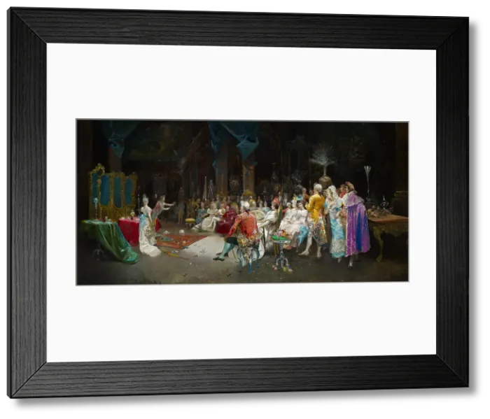 Framed Print : The Magician at the Palace. Artist: Lucas Villaamil, Eugenio (1858-1919) Framed Print : The Magician at the Palace. Artist: Lucas Villaamil, Eugenio (1858-1919)