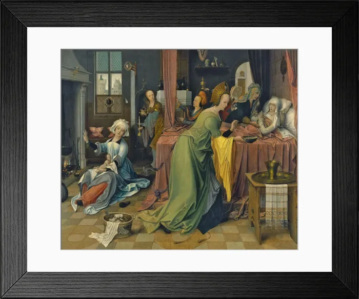 Framed Print : The Birth of the Virgin. Artist: De Beer, Jan (ca 1475-1528) Framed Print : The Birth of the Virgin. Artist: De Beer, Jan (ca 1475-1528)