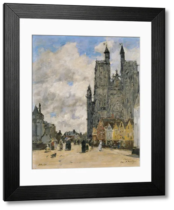 Framed Print : The Square of the Church of Saint Vulfran in Abbeville. Artist: Boudin, Eugene-Louis (1824-1898) Framed Print : The Square of the Church of Saint Vulfran in Abbeville. Artist: Boudin, Eugene-Louis (1824-1898)