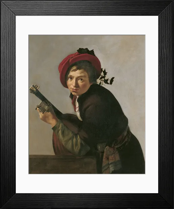 Framed Print : Young Man Playing a Theorbo. Artist: Bronckhorst, Jan Gerritsz van (1603-1661) Framed Print : Young Man Playing a Theorbo. Artist: Bronckhorst, Jan Gerritsz van (1603-1661)